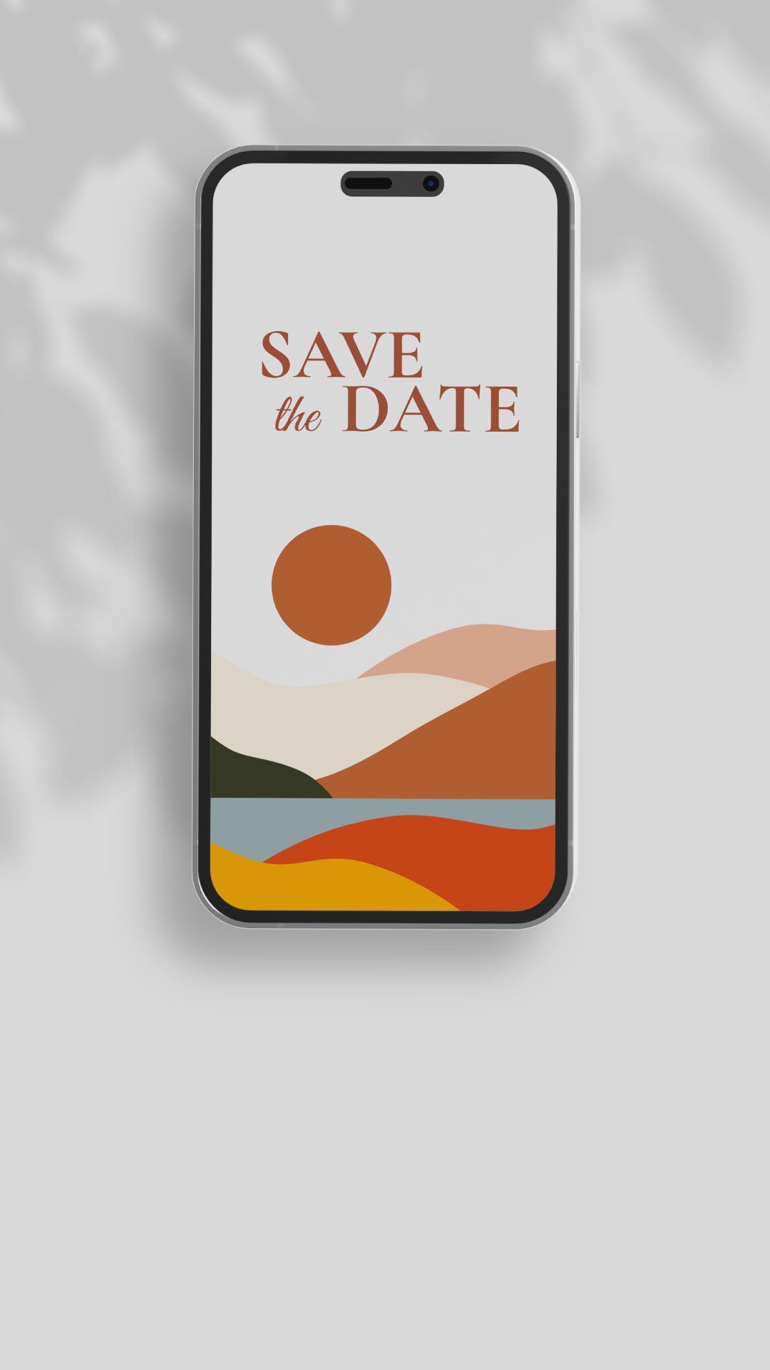 Save the Date video teléfono celular para bodas.